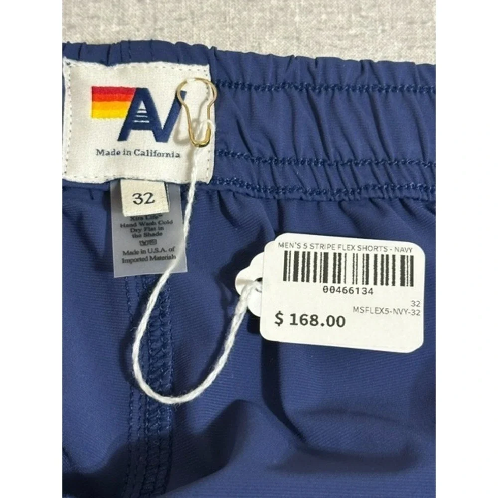 Aviator Nation Men's 32 Navy Blue 5 Stripe Flex Board Shorts 5